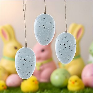 Saco de Ovo de Páscoa Decorativo para Pendurar - Azul - 6x4x4cm - 9 unidades - Cromus - Rizzo