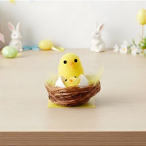 Enfeite Decorativo em Tecido - Pintinho no Ninho - 5x4x5cm - 1 unidade - Cromus - Rizzo