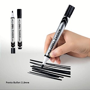 Marcador de Quadro Branco - Ponta Bullet 2mm Preto - Caixa - 12 unidades - Deli - Rizzo