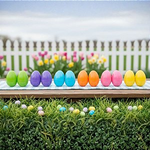 Kit Ovos Surpresa de Páscoa - Colorido - 6x4cm - 12 unidades - Rizzo