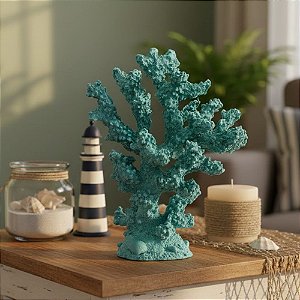 Enfeite Decorativo de Resina - Coral - Tiffany - 17,5x13,5cm - 1 unidade - Rizzo