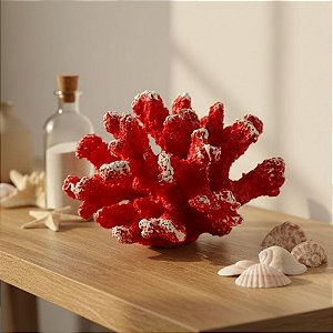 Enfeite Decorativo de Resina - Coral - Vermelho - 13,5x8,5cm - 1 unidade - Rizzo