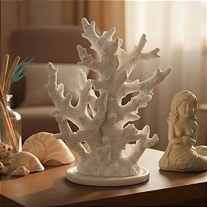 Enfeite Decorativo de Resina - Coral - Branco - 23x18cm - 1 unidade - Rizzo
