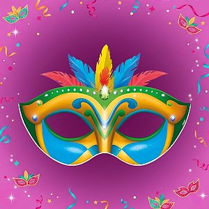 Painel Decorativo de Carnaval - Máscara Verde, Amarelo e Azul - 46x62cm - 1 unidade - Regina - Rizzo