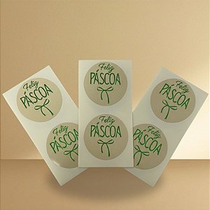 Adesivo Redondo "Feliz Páscoa" Siciliano - Ref. 2494 -  Hot Stamping - 4x4cm - 20 unidades - Stickr - Rizzo