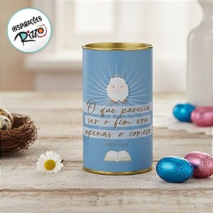 Lata Rígida Para Ovos de 500g - Cordeirinho Versículo - 12,5x22cm - 1 unidade - Cromus - Rizzo