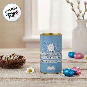 Lata Rígida Para Ovos de 350g - Cordeirinho Versículo - 10x18cm - 1 unidade - Cromus - Rizzo