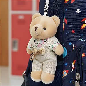 Chaveiro Urso de Pelúcia - Macacão e Camisa - 8x11x5cm - 1 unidade - Rizzo - Rizzo