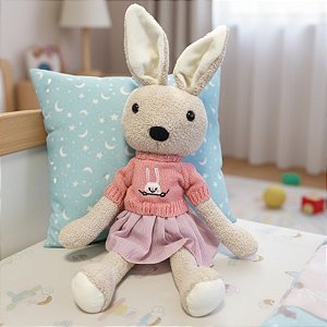 Coelho de Pelúcia - Suéter Rosa com Saia Lilás - 12x43x10cm - 1 unidade - Rizzo - Rizzo