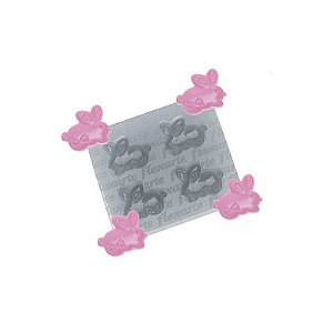 Molde de Silicone Quarteto de Coelhinhos Ref. 645 Flexarte Rizzo Confeitaria