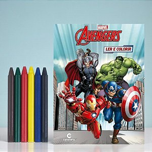Kit para Colorir Livro e Giz - Heróis e Vilões Vingadores - 1 unidade - Rizzo