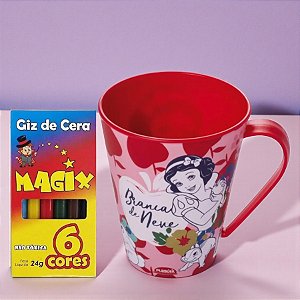 Kit para Colorir Caneca e Giz - Branca de Neve - 1 unidade - Rizzo