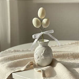 Pick Decorativo de Páscoa - Ovos - Branco -15cm - 1 unidade - Rizzo