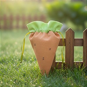 Saquinho de Tecido de Páscoa - Cenoura - 16cm - 1 unidade - Rizzo