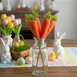 Pick Decorativo de Páscoa - Cenourinhas - 16cm  - 1 unidade - Rizzo