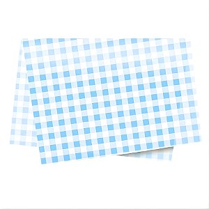 Papel de Seda - 50x70cm - Xadrez Azul Claro - 50 unidades - Rizzo