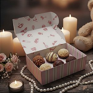 Caixa 6 Doces Retangular - Mãe Essência - 13x9x4,5cm - 5 unidades - Regina - Rizzo