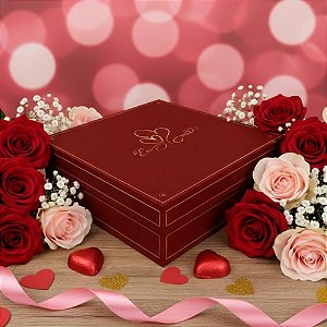 Caixa Quadrada Para Prensete - Toque de Amor - 17x17x5cm - 5 unidades - Regina - Rizzo