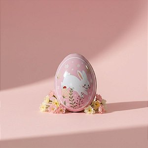 Ovo de Metal de Páscoa - Jardim do Coelho - Rosa - 6,6x4,7x5,1cm - 1 unidade - Rizzo