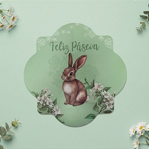 Jogo Americano de Páscoa - Coelho Flores "Feliz Páscoa" - Verde - 38cm - 1 unidade - Rizzo