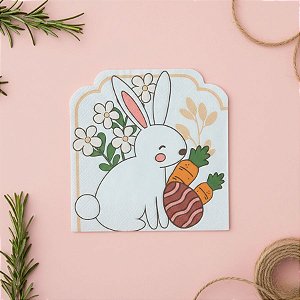 Guardanapo de Papel Páscoa - Coelho com Flores - 15,5x15,5cm - 10 unidades - Rizzo