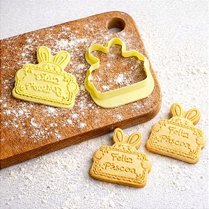 Kit Cortador Carimbo - Feliz Páscoa - 8cm - 1 unidade - BlueStar - Rizzo