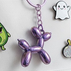 Chaveiro Metal - Cachorro Balão - Lilás Furta-Cor - 5x4,5cm - 1 unidade - Rizzo