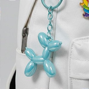 Chaveiro Metal - Cachorro Balão - Azul Bebê Furta-Cor - 5x4,5cm - 1 unidade - Rizzo
