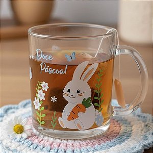 Caneca de Vidro - Feliz Páscoa Azul - 330ml - 1 unidade - Rizzo