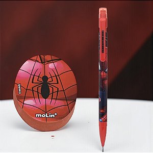 Conjunto Lapiseira e Borracha Escolar - Homem Aranha - Vermelho - Disney Original - 1 unidade - Molin - Rizzo