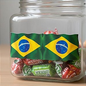 Adesivo Decorativo - Bandeira do Brasil - 14x4,5cm - 25 unidades - Rizzo