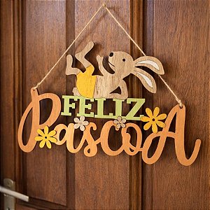 Placa Decorativa de Páscoa - "Feliz Páscoa" - 30cm - 1 unidade - Rizzo