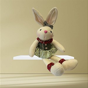 Enfeite Decorativo de Páscoa - Coelha Sentada - Verde e Vermelho - 30cm - 1 unidade - Rizzo