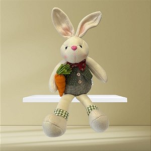Enfeite Decorativo de Páscoa - Coelho Sentado - Verde e Vermelho - 30cm - 1 unidade - Rizzo