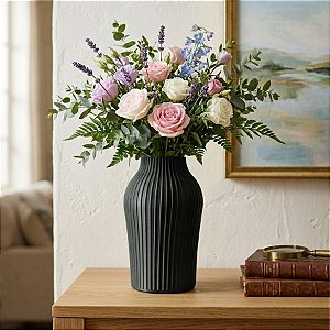 Vaso Decorativo - Romano - Preto - 18cm - 1 unidade - Rizzo