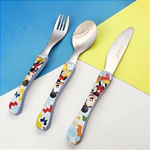 Kit Colher, Faca e Garfo Infantil - Mickey Mouse - 1 unidade - Disney Original - Rizzo