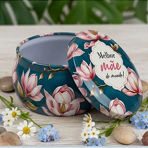 Vela Aromática - Lata Metálica Verde - Melhor Mãe do Mundo - 6x4x6cm - 1 unidade - Rizzo