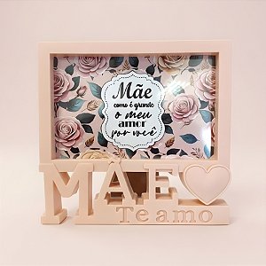 Porta Retrato Mãe Te Amo - Bege - Mãe Como é Grande o Meu Amor Por Você - 15,5x16cm - 1 unidade - Rizzo