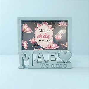 Porta Retrato Mãe Te Amo - Azul - Melhor Mãe do Mundo - 15,5x16cm - 1 unidade - Rizzo