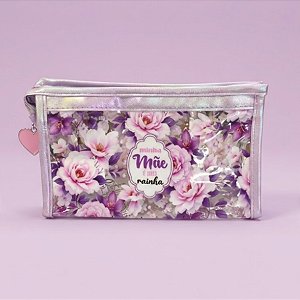 Necessáire Transparente - Roxa - Minha Mãe é Uma Rainha - 20x12x8cm - 1 unidade - Rizzo