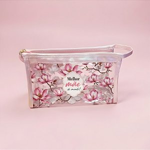 Necessáire Transparente - Rosa - Melhor Mãe do Mundo - 20x12x8cm - 1 unidade - Rizzo