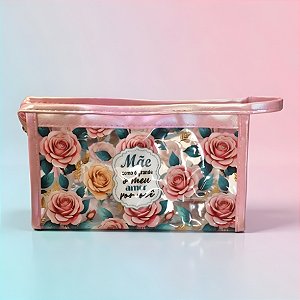 Necessáire Transparente - Rosa - Mãe Como é Grande o Meu Amor Por Você - 20x12x8cm - 1 unidade - Rizzo