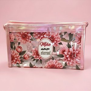 Necessáire Transparente - Rosa - Mãe Amor Eterno - 18x9x8cm - 1 unidade - Rizzo
