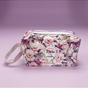 Necessáire Transparente - Roxo - Minha Mãe é uma Rainha - 18x9x8cm - 1 unidade - Rizzo