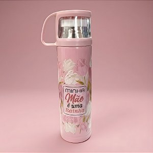 Garrafa Térmica Decorada - Rosa - Minha Mãe é Uma Rainha - 470ml - 1 unidade - Rizzo
