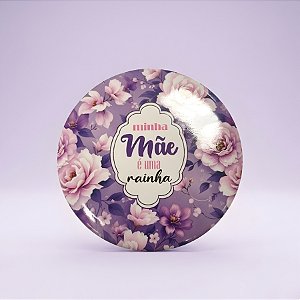 Mini Espelho Portátil - Roxo - Minha Mãe é Uma Rainha - 7,5x7,5cm - 1 unidade - Rizzo
