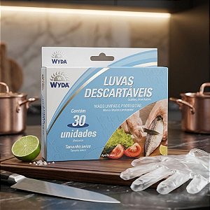 Luva Descartável Transparente - Tamanho Único - 30 unidades - Wyda - Rizzo
