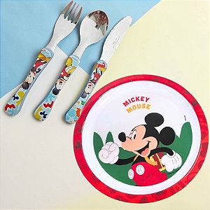 Conjunto Talheres e Prato Fundo - Mickey Mouse - 1 unidade - Disney Original - Rizzo