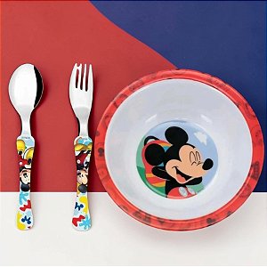 Conjunto Talheres e Bowl Melamine - Mickey Mouse - 1 unidade - Disney Original - Rizzo