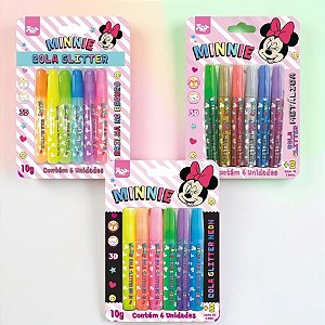 Conjunto Cola Glitter Metálica, Neon e Brilha no Escuro - Minnie Mouse - Disney Original - 1 unidade - DAC Art - Rizzo